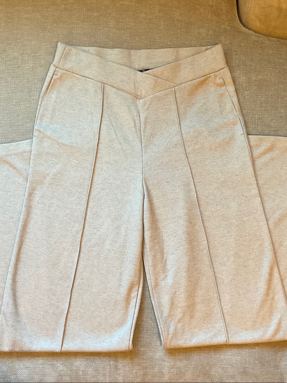 Hue Women's Pull On Wide Leg Knit Pant in Light Beige